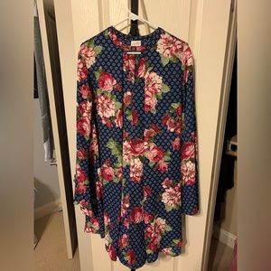 Multicolored Floral Long-Sleeve Dress